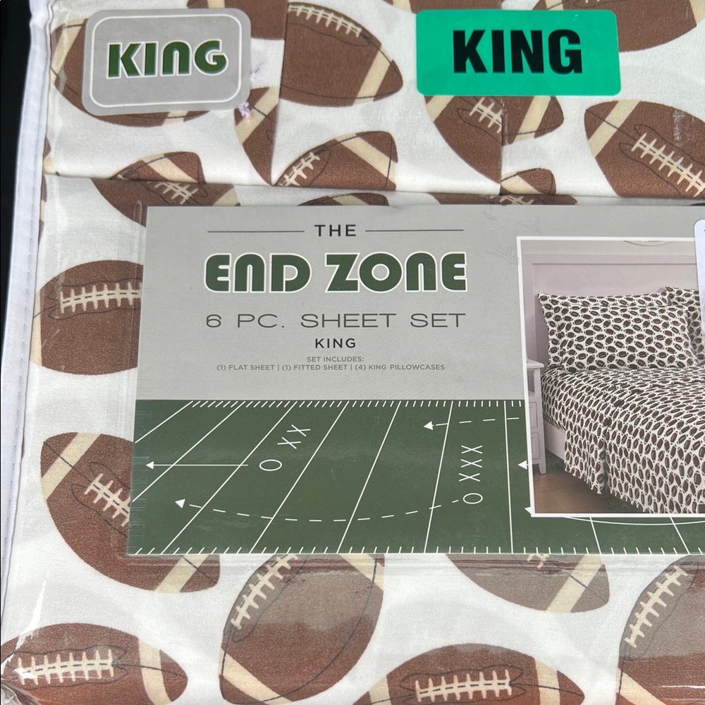 Rare Cool King Size Football Sheet Set - Brown Football Design